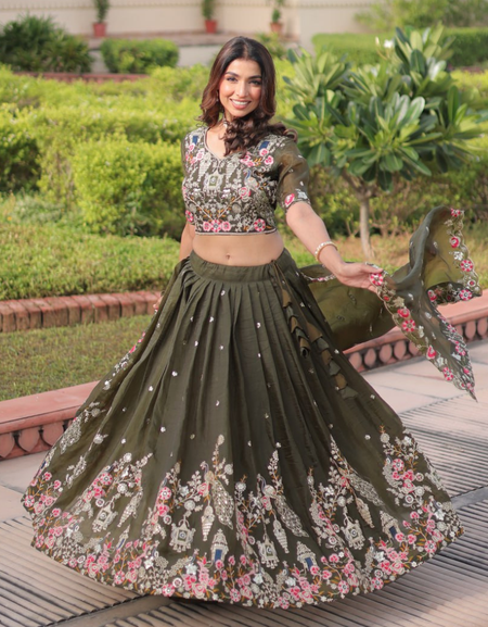 Wedding Embroidery Women Lehenga Blouse Dupatta mahezon