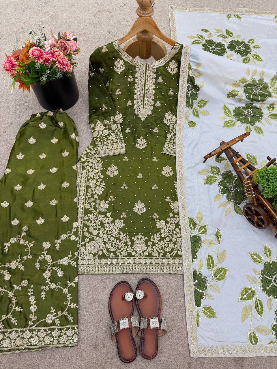 Wedding Wear Women Top Palazzo Dupatta Suit Dress Royal Export