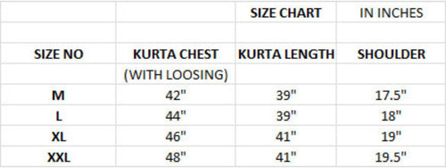Load image into Gallery viewer, Size chart for kurta measurements in inches
