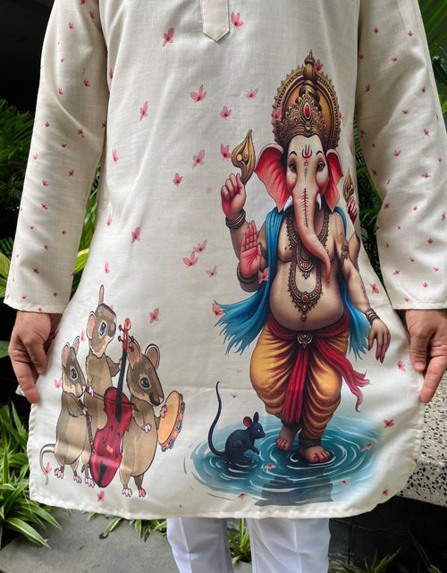 Load image into Gallery viewer, Men’s Ganesh Chaturthi Special Kurta Pajama Set mahezon
