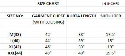 Men Kurta Size Chart