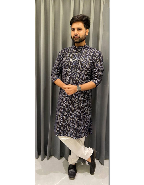 Load image into Gallery viewer, Men Traditional Indian Bandhani Print Kurta mahezon
