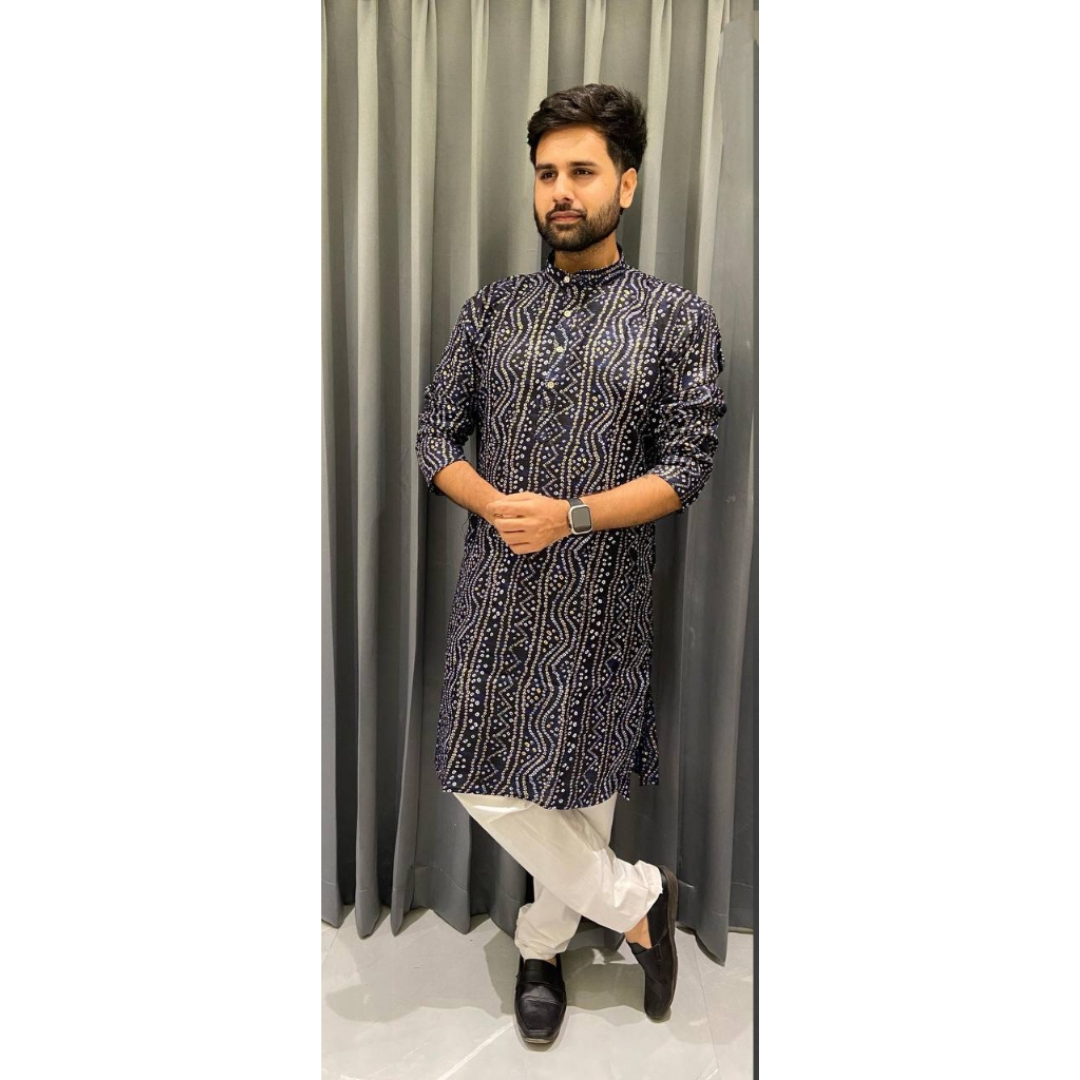 Men Traditional Indian Bandhani Print Kurta mahezon