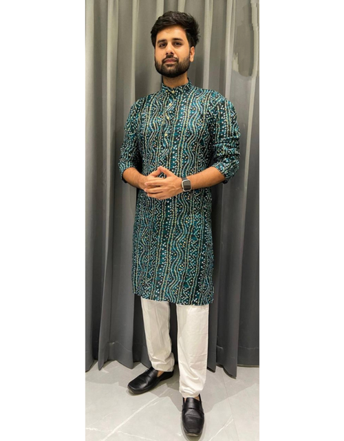 Load image into Gallery viewer, Men Traditional Indian Bandhani Print Kurta mahezon
