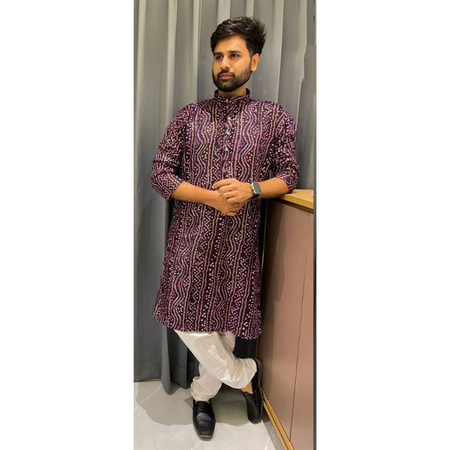 Men Traditional Indian Bandhani Print Kurta mahezon