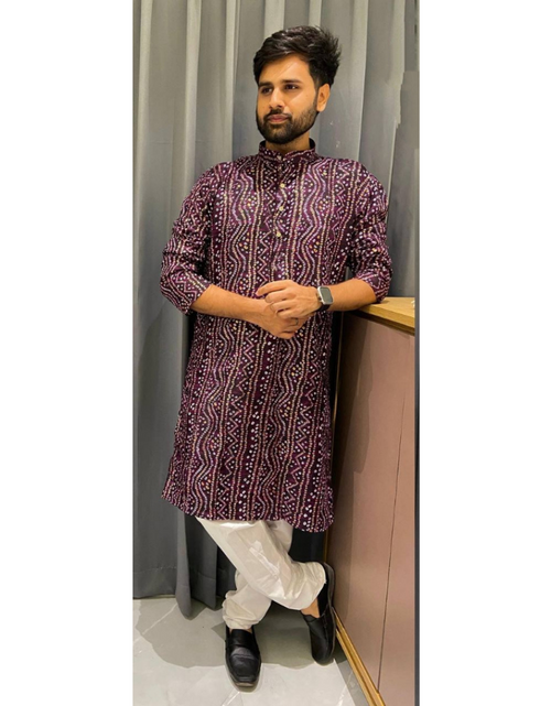 Load image into Gallery viewer, Men Traditional Indian Bandhani Print Kurta mahezon
