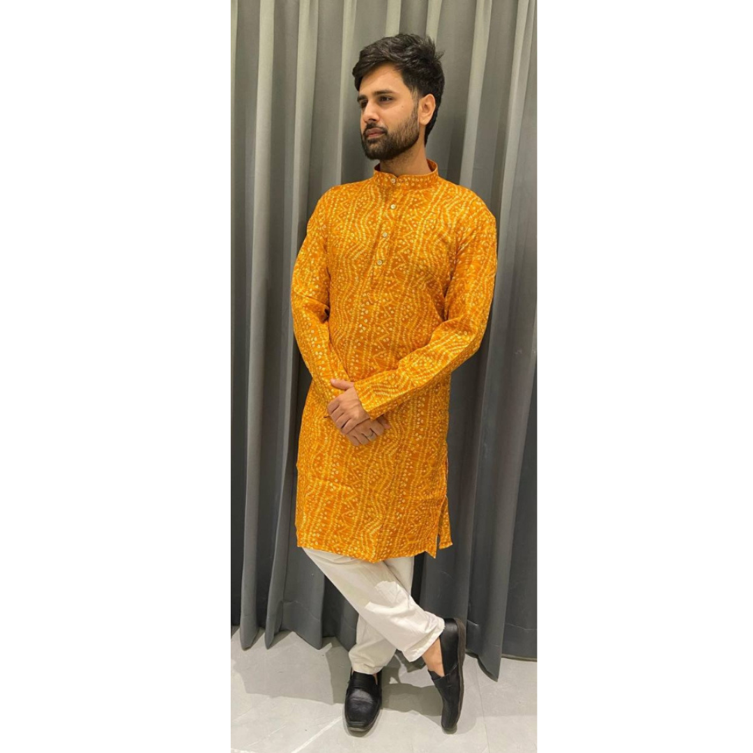 Men Traditional Indian Bandhani Print Kurta mahezon