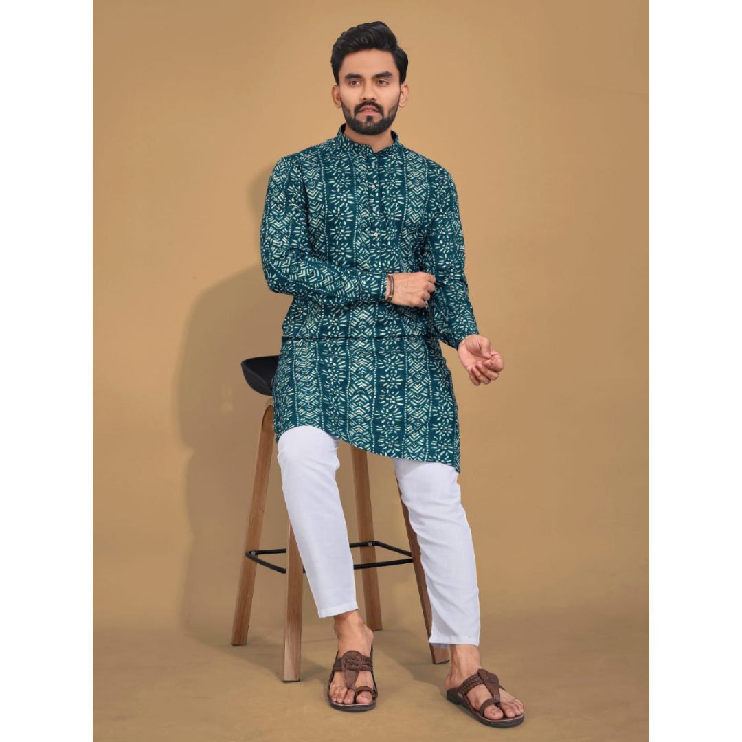 Men's Ethnic Cotton Blue Kurta Pajama Set mahezon