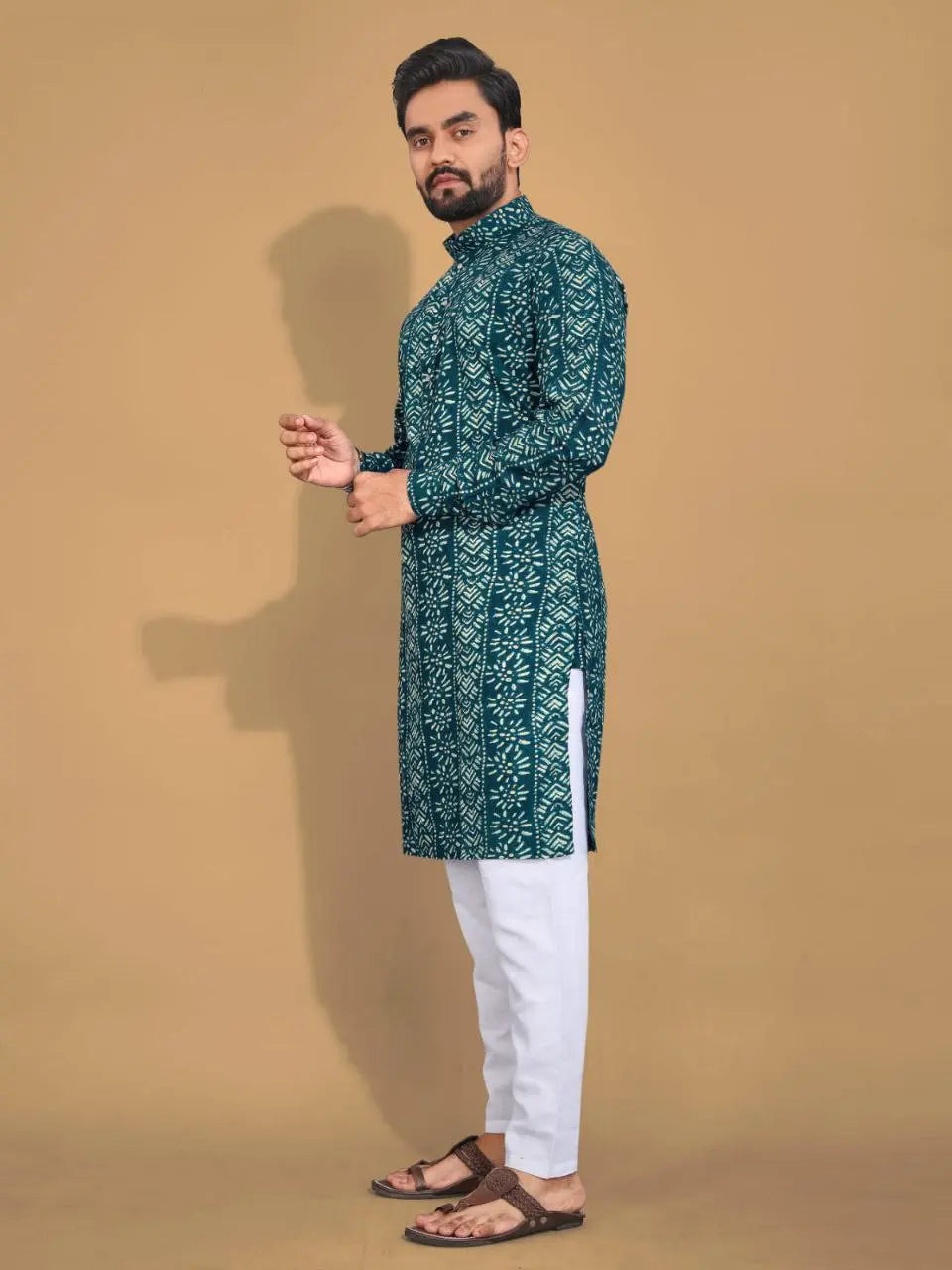 Men's Ethnic Cotton Blue Kurta Pajama Set mahezon