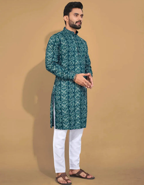 Load image into Gallery viewer, Men&#39;s Ethnic Cotton Blue Kurta Pajama Set mahezon
