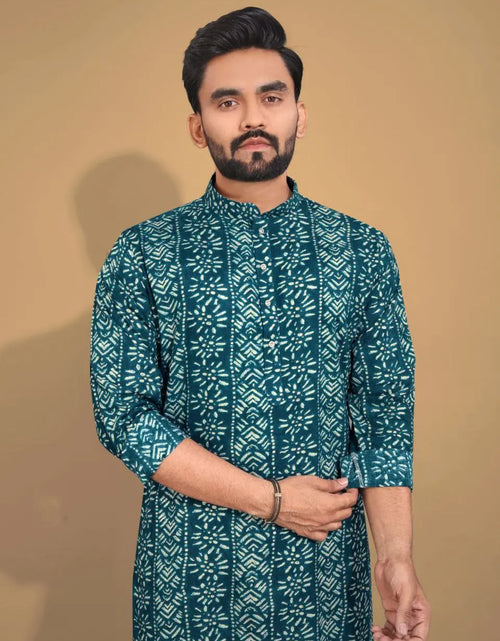 Load image into Gallery viewer, Men&#39;s Ethnic Cotton Blue Kurta Pajama Set mahezon
