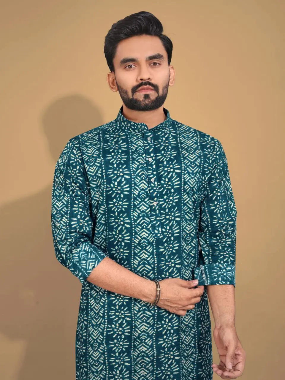 Men's Ethnic Cotton Blue Kurta Pajama Set mahezon