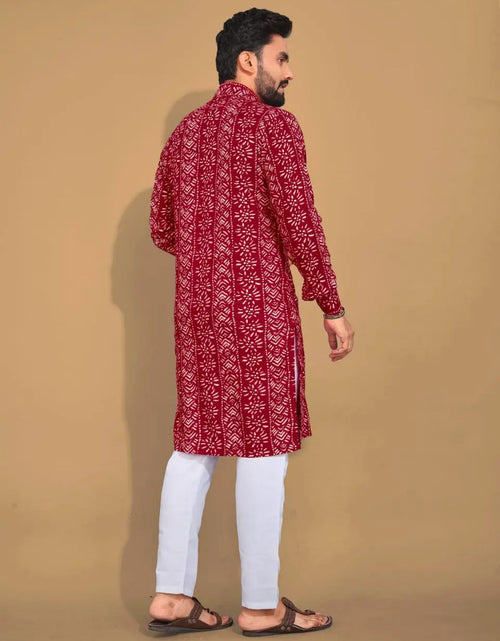 Load image into Gallery viewer, Men&#39;s Ethnic Cotton Red Kurta Pajama Set mahezon
