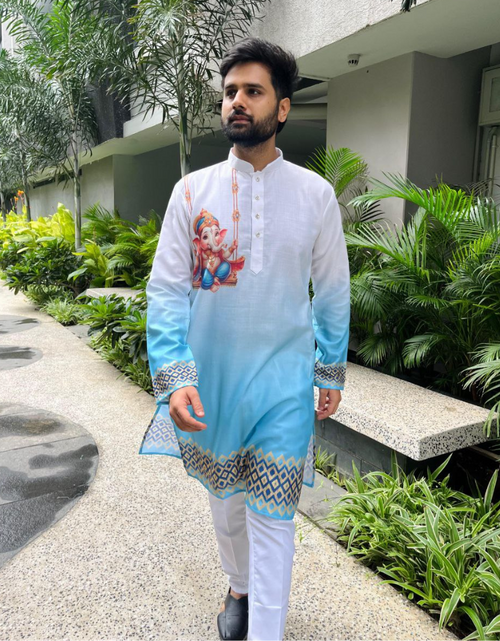 Load image into Gallery viewer, Men’s Ganesh Chaturthi Kurta Pajama mahezon
