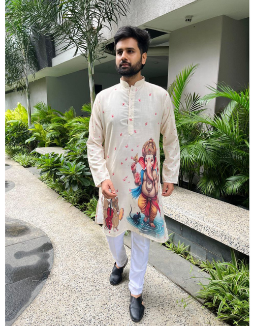 Load image into Gallery viewer, Men’s Ganesh Chaturthi Special Kurta Pajama Set mahezon
