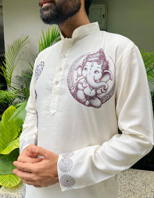 Load image into Gallery viewer, Men’s Ganesh Chaturthi Special Kurta Pajama Set mahezon
