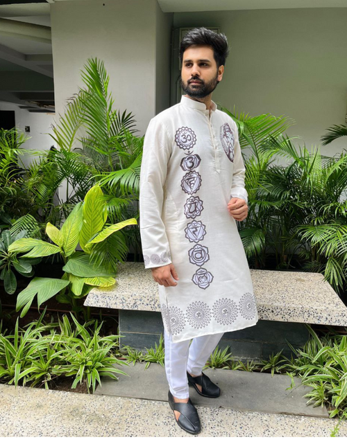 Load image into Gallery viewer, Men’s Ganesh Chaturthi Special Kurta Pajama Set mahezon
