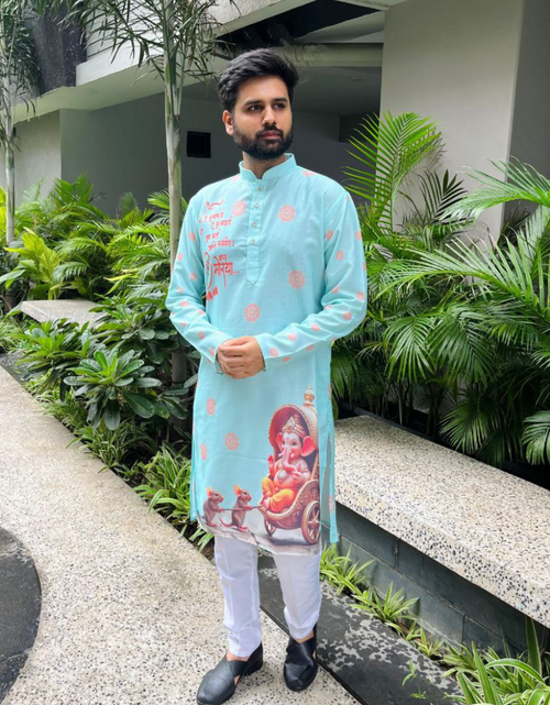 Load image into Gallery viewer, Men’s Ganesh Chaturthi Traditional Kurta Pajama mahezon
