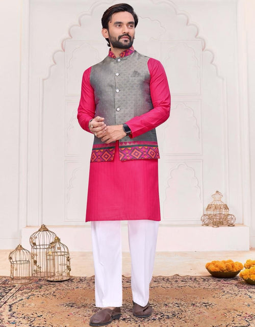 Load image into Gallery viewer, Couple Wear Traditional Indian Ethnic Men Kurta Pajama Koti and Women Saree mahezon
