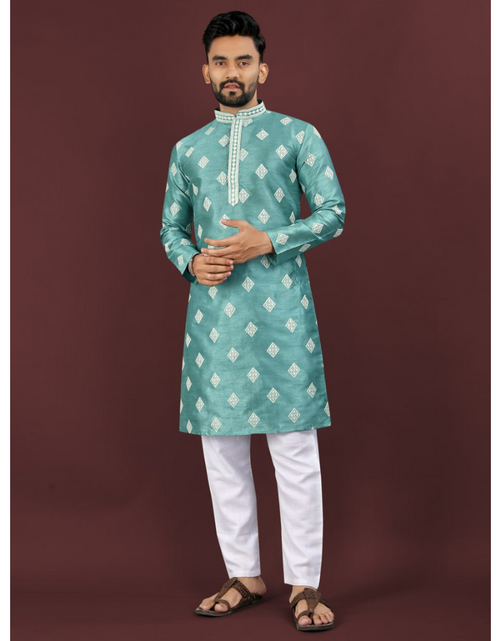 Load image into Gallery viewer, Men’s Sequence Embroidery Kurta Pajama mahezon
