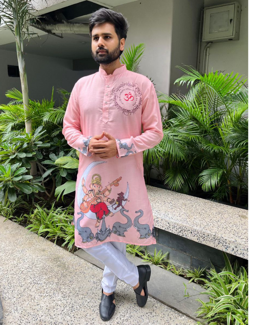 Load image into Gallery viewer, Men’s Traditional Ganesh Chaturthi Kurta Pajama mahezon
