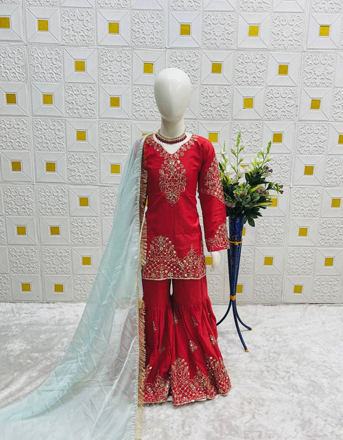 Load image into Gallery viewer, Festive Mother And Daughter Top Palazzo Dupatta Twinning Outfit Set Royal Export
