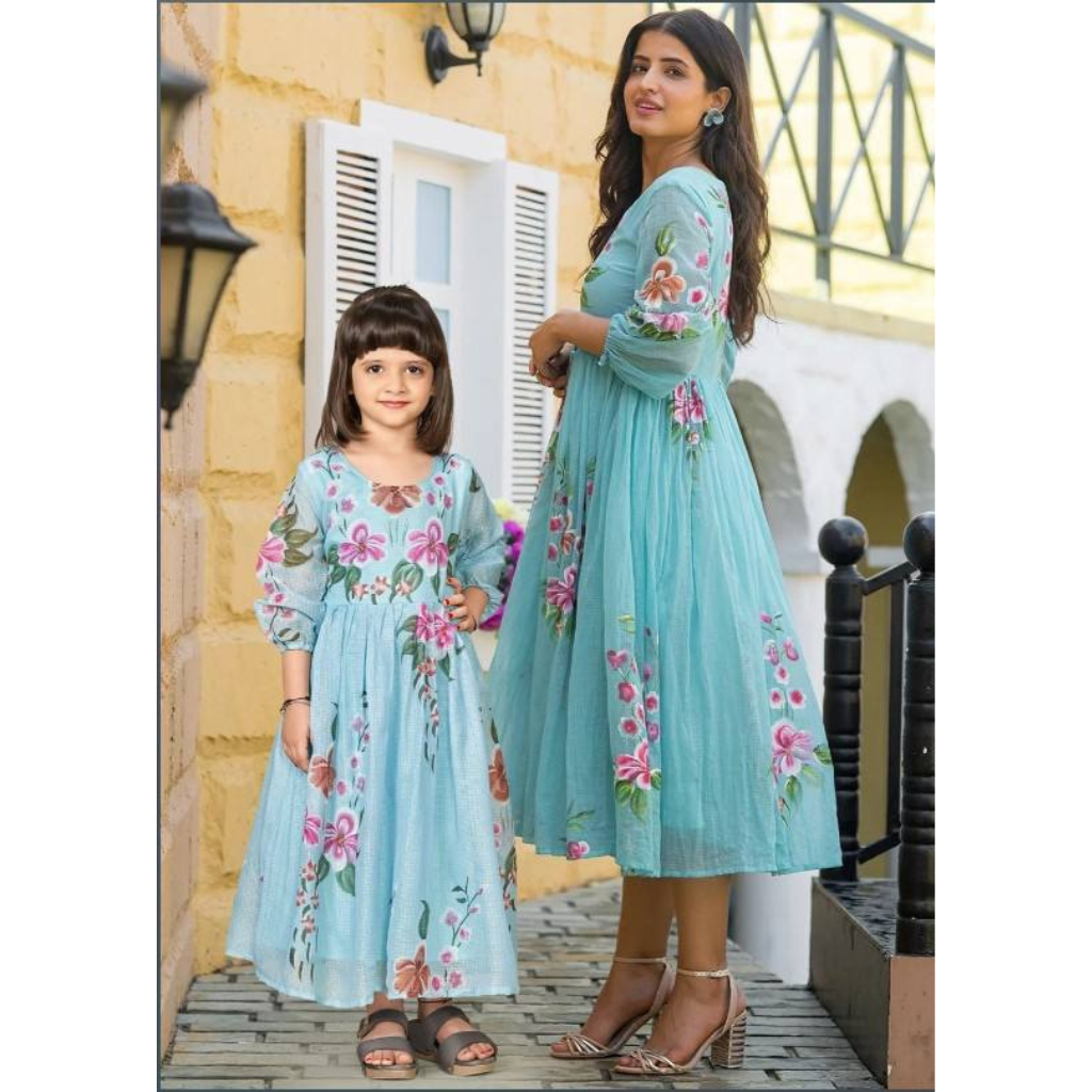 Mother Daughter Same Matching One Piece Frock Dress mahezon