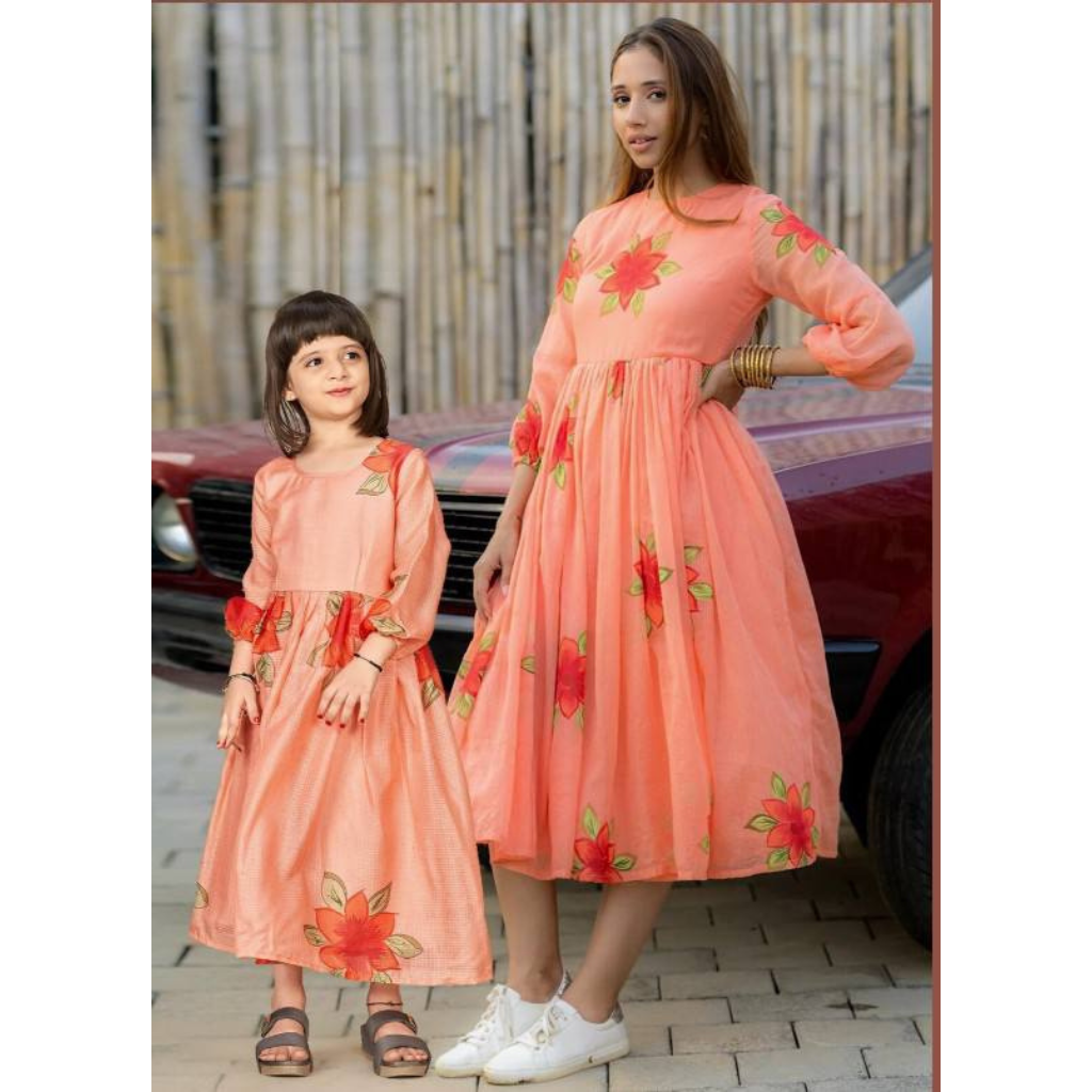 Mother Daughter Same Matching One Piece Frock Dress mahezon