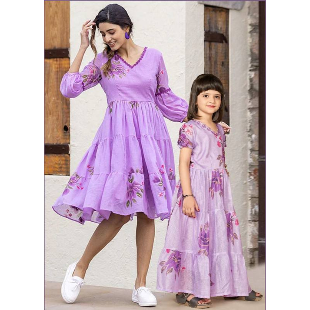 Mother Daughter Same Matching One Piece Frock Dress mahezon