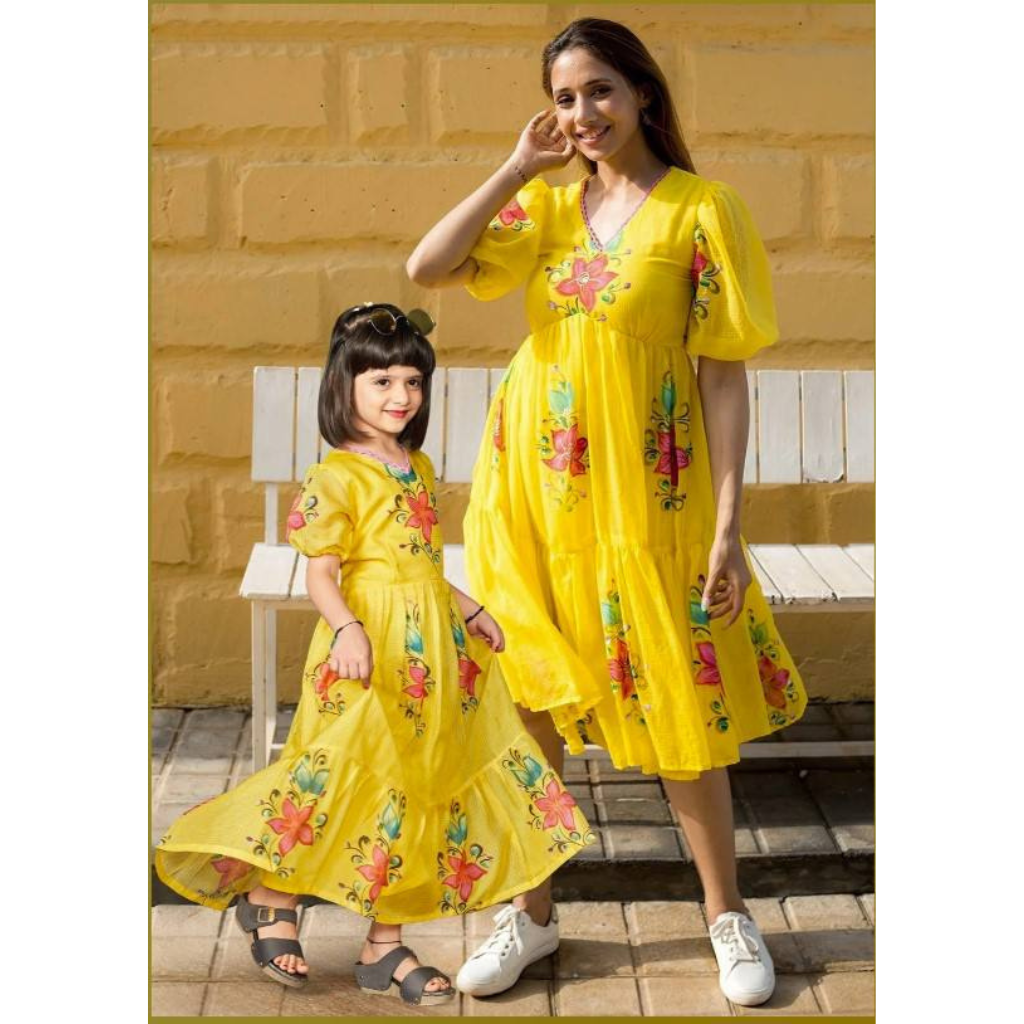 Mother Daughter Same Matching One Piece Frock Dress mahezon