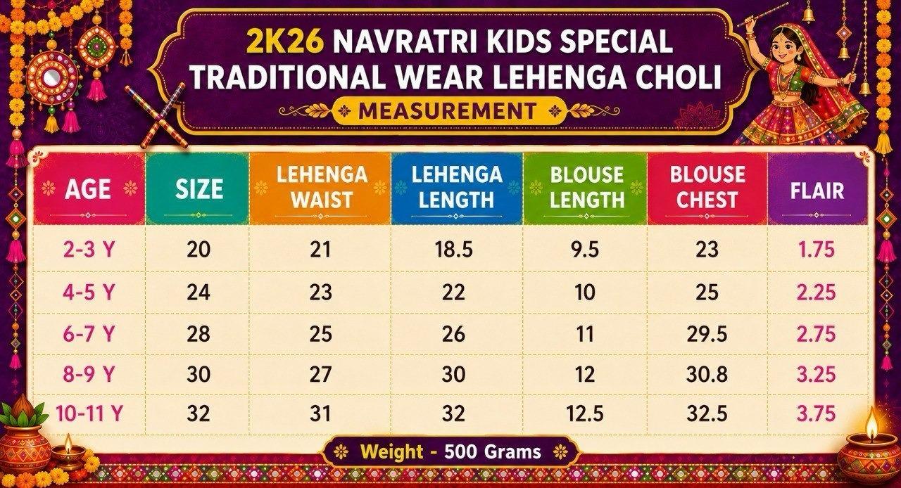 Girls Brown Embroidered Navratri Special Lehenga Choli Set (Copy) mahezon
