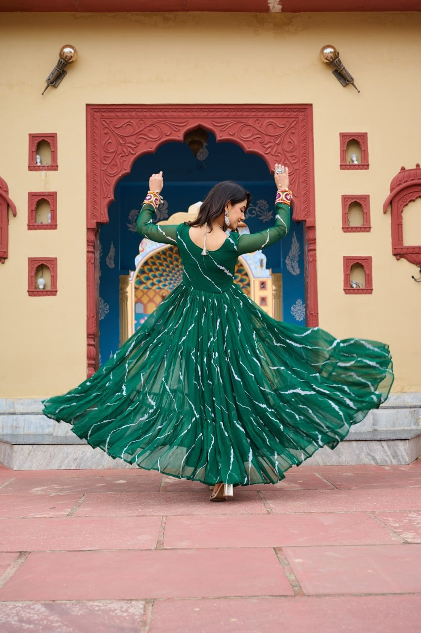 Navratri Traditional Indian Leheriya Women Gown Dress mahezon