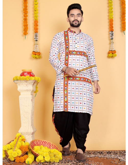 Load image into Gallery viewer, Navratri Traditional Indian White Men Kurta Dhoti Set mahezon
