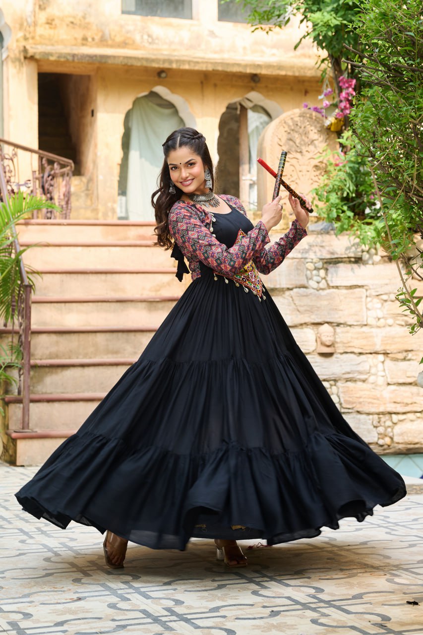 Navratri Black Traditional Indian Women Gown mahezon