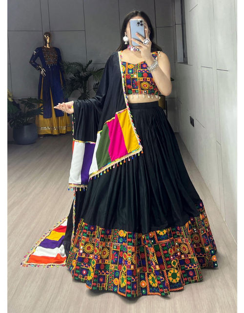 Load image into Gallery viewer, Navratri Black Special Embroidery Premium Women Lehenga Choli mahezon
