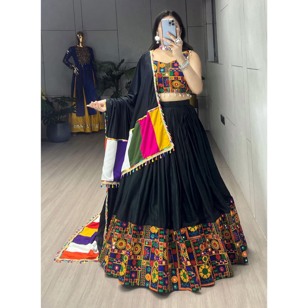 Navratri Black Special Embroidery Premium Women Lehenga Choli mahezon