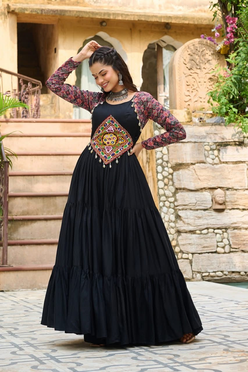 Navratri Black Traditional Indian Women Gown mahezon