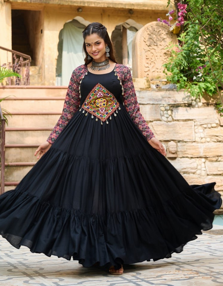 Navratri Black Traditional Indian Women Gown mahezon