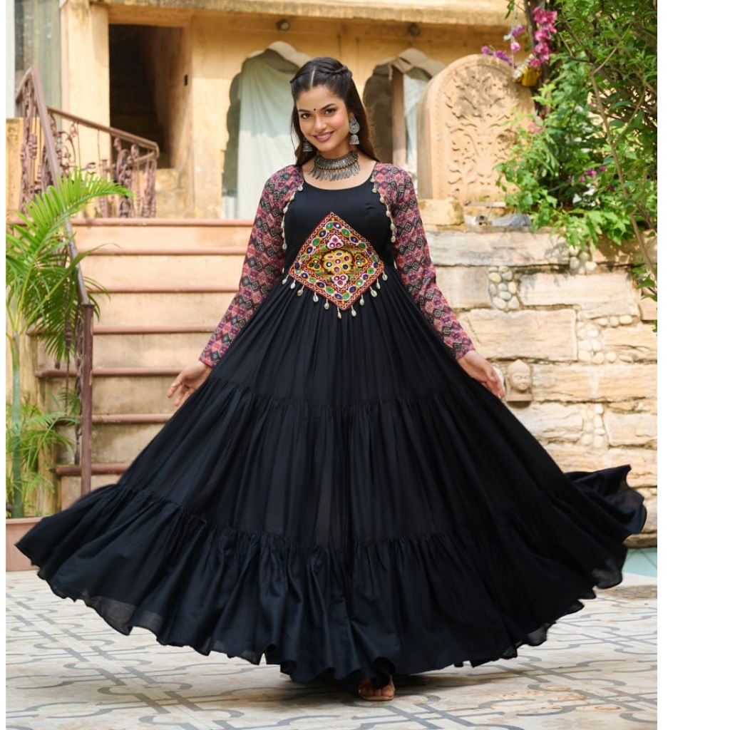 Navratri Black Traditional Indian Women Gown mahezon