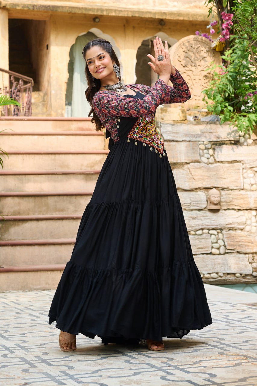 Navratri Black Traditional Indian Women Gown mahezon