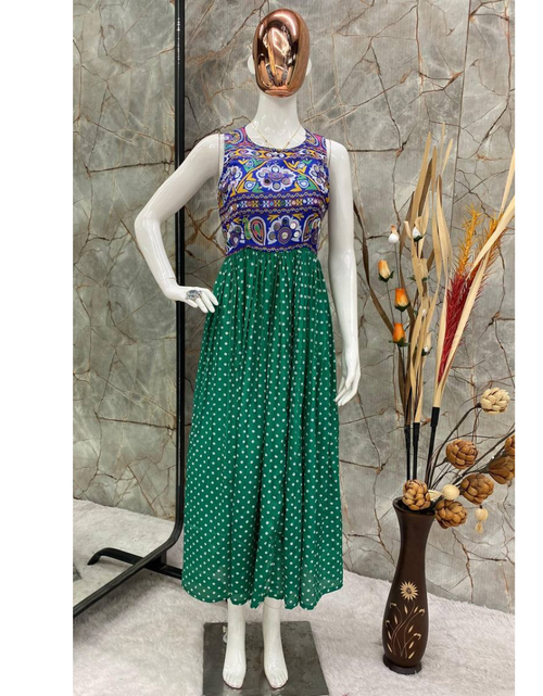 Load image into Gallery viewer, Navratri Designer Green Women Long Kurti mahezon
