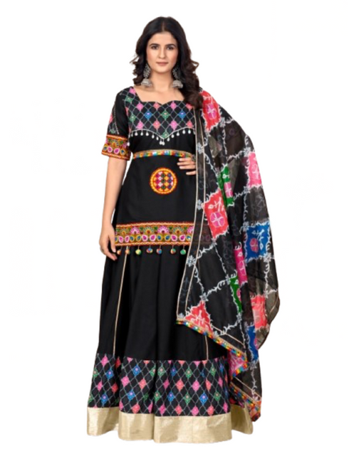 Load image into Gallery viewer, Navratri Festive Garba Black Women Chaniya Choli Dupatta mahezon

