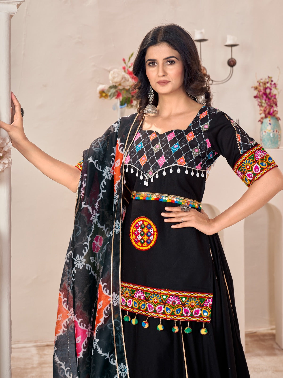 Navratri Festive Garba Black Women Chaniya Choli Dupatta mahezon