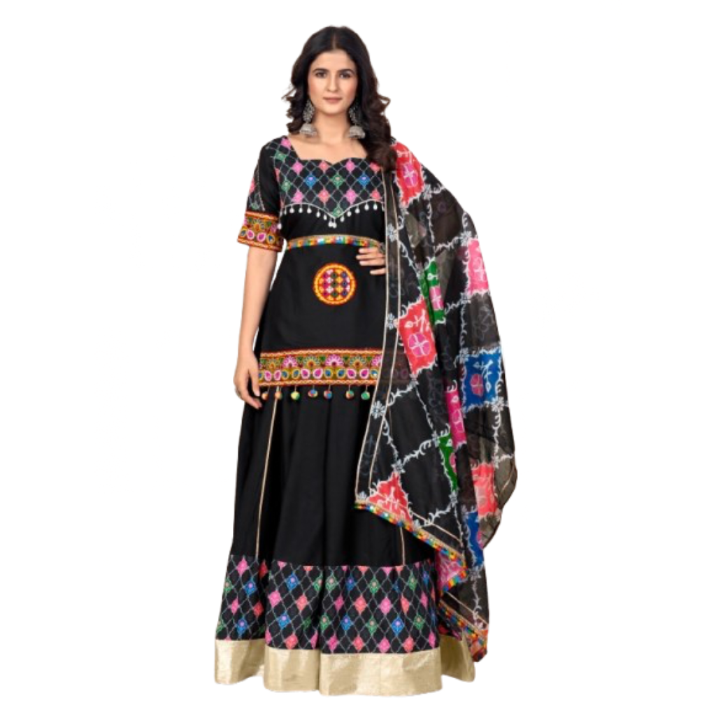 Navratri Festive Garba Black Women Chaniya Choli Dupatta mahezon
