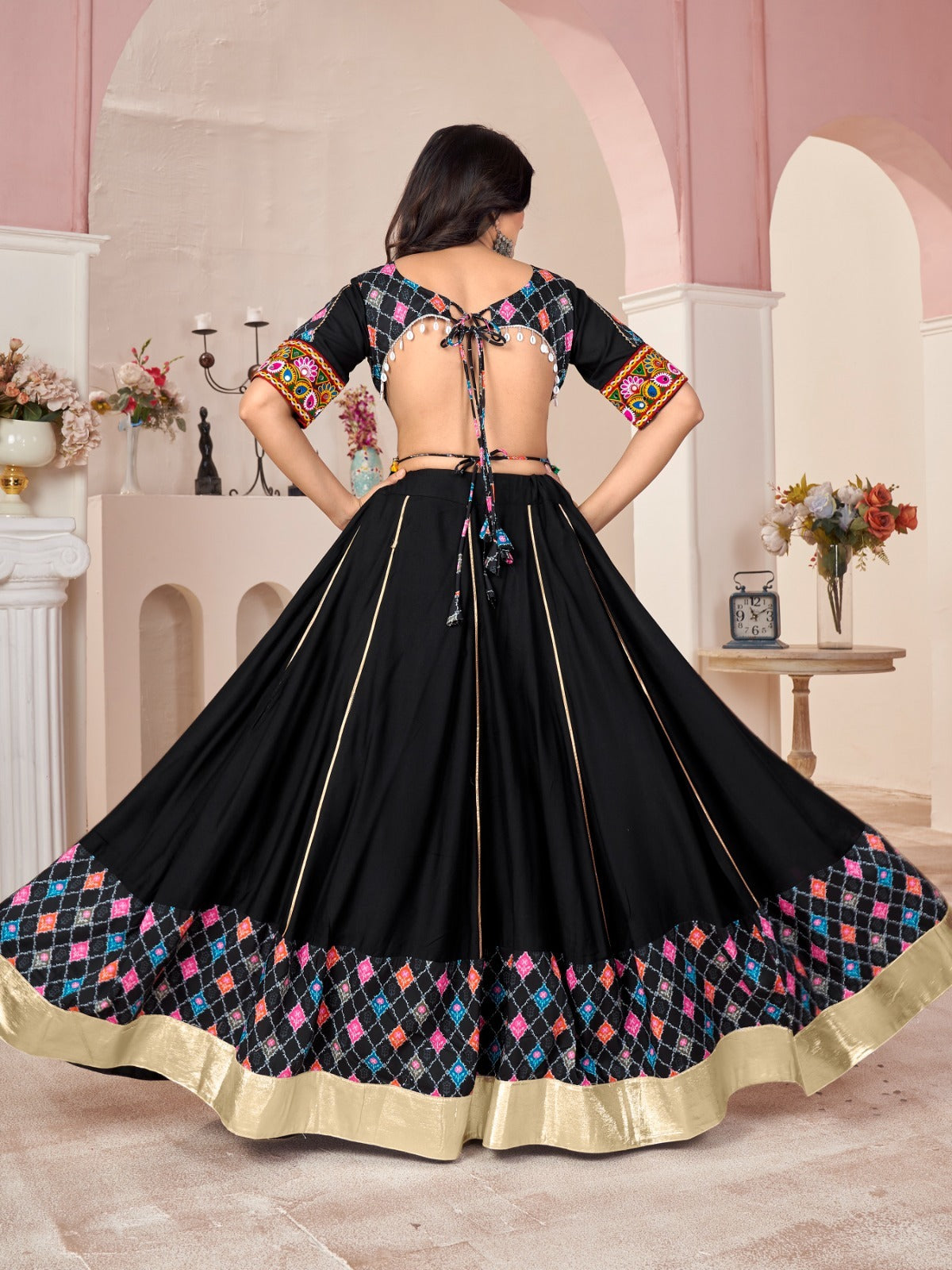 Navratri Festive Garba Black Women Chaniya Choli Dupatta mahezon