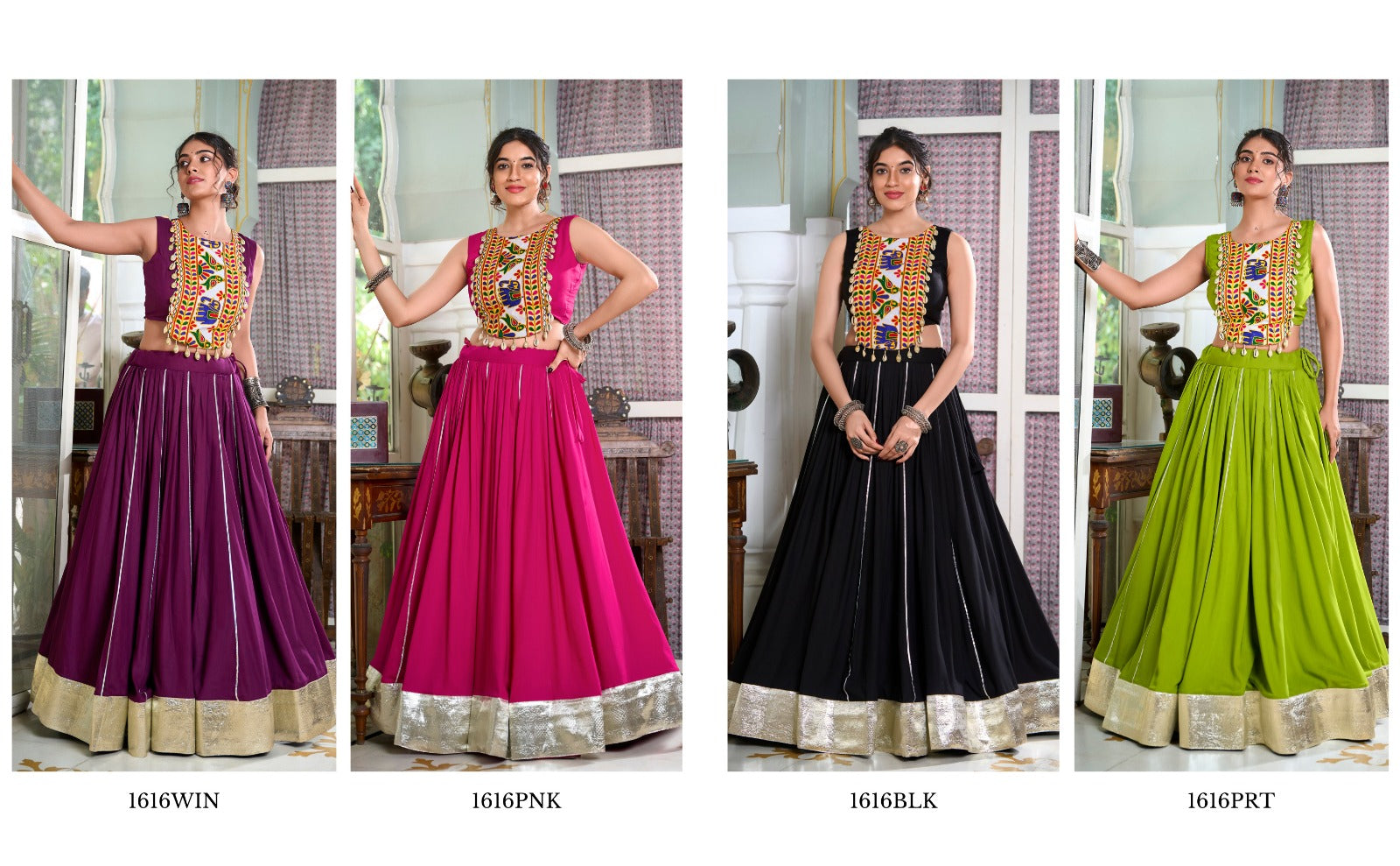 Navratri Gamthi Embroidery Women Lehenga Choli mahezon