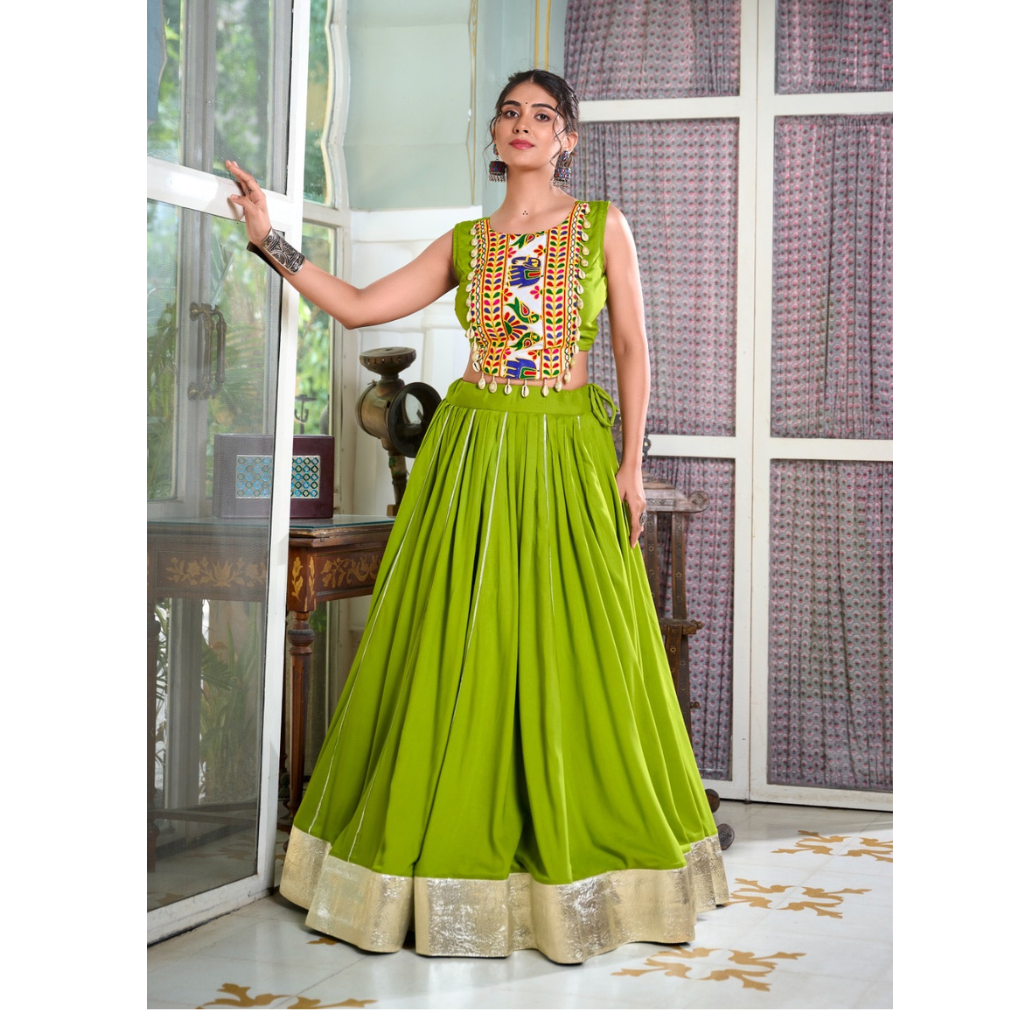 Navratri Gamthi Embroidery Women Lehenga Choli mahezon