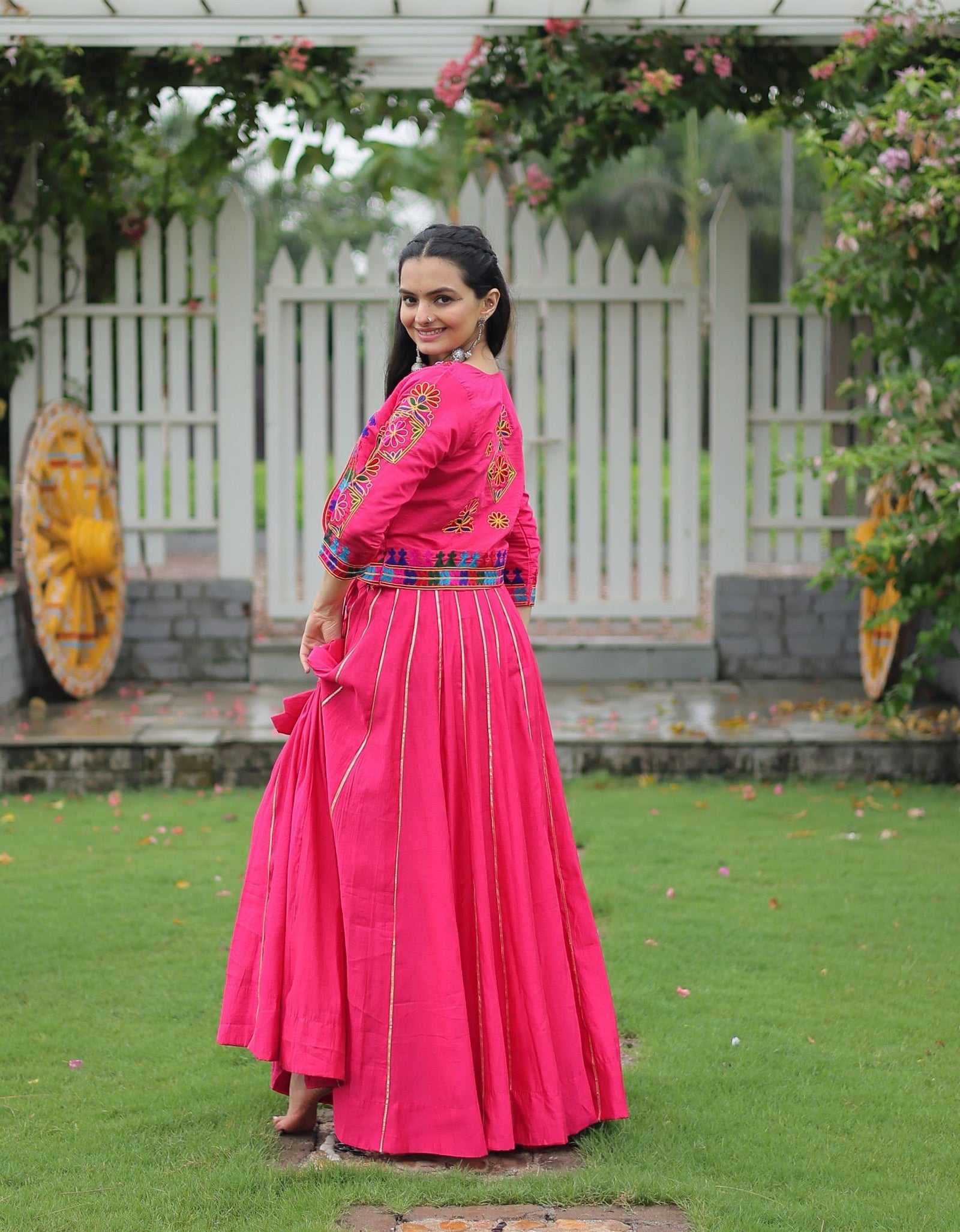 Traditional Navratri Gamthi Embroidery Women Lehenga Choli mahezon