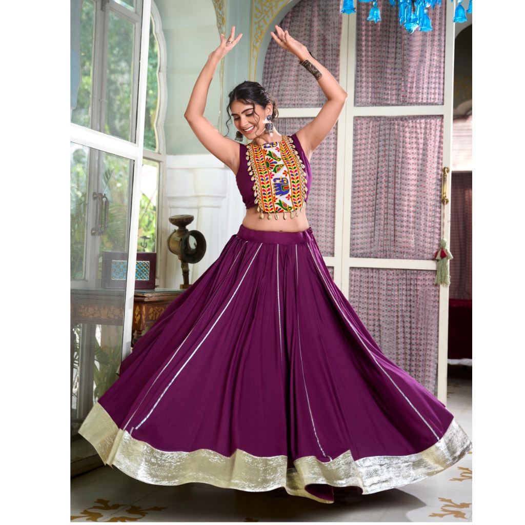 Navratri Gamthi Embroidery Women Lehenga Choli mahezon