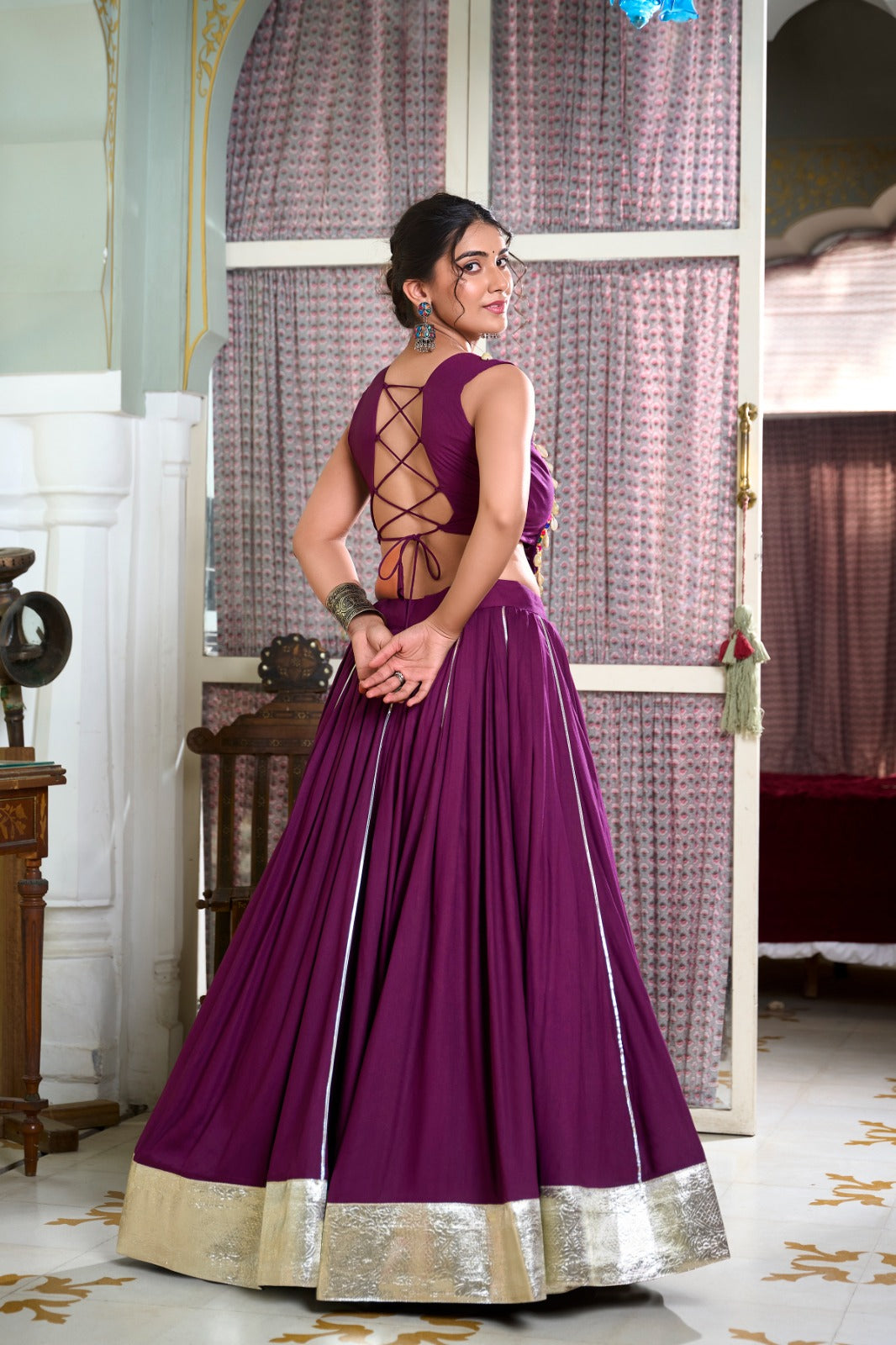 Navratri Gamthi Embroidery Women Lehenga Choli mahezon